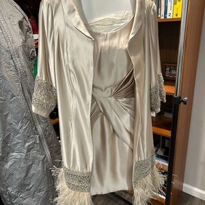 Ysa Makino Elegant Cream Dress with jacket  Embellished Details